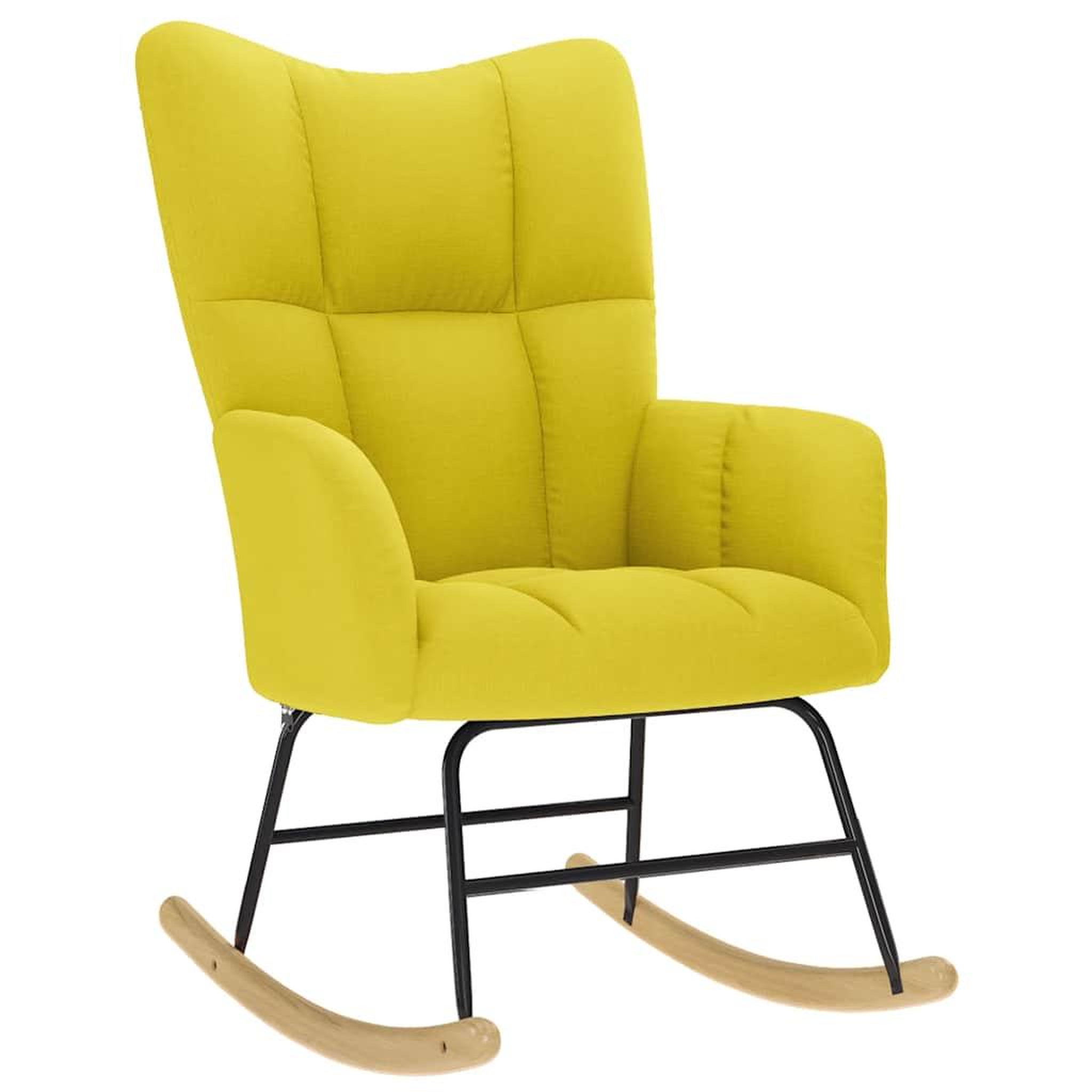 Voir la diapositive 5 : VIDAXL Chaise a bascule avec repose-pied jaune clair tissu