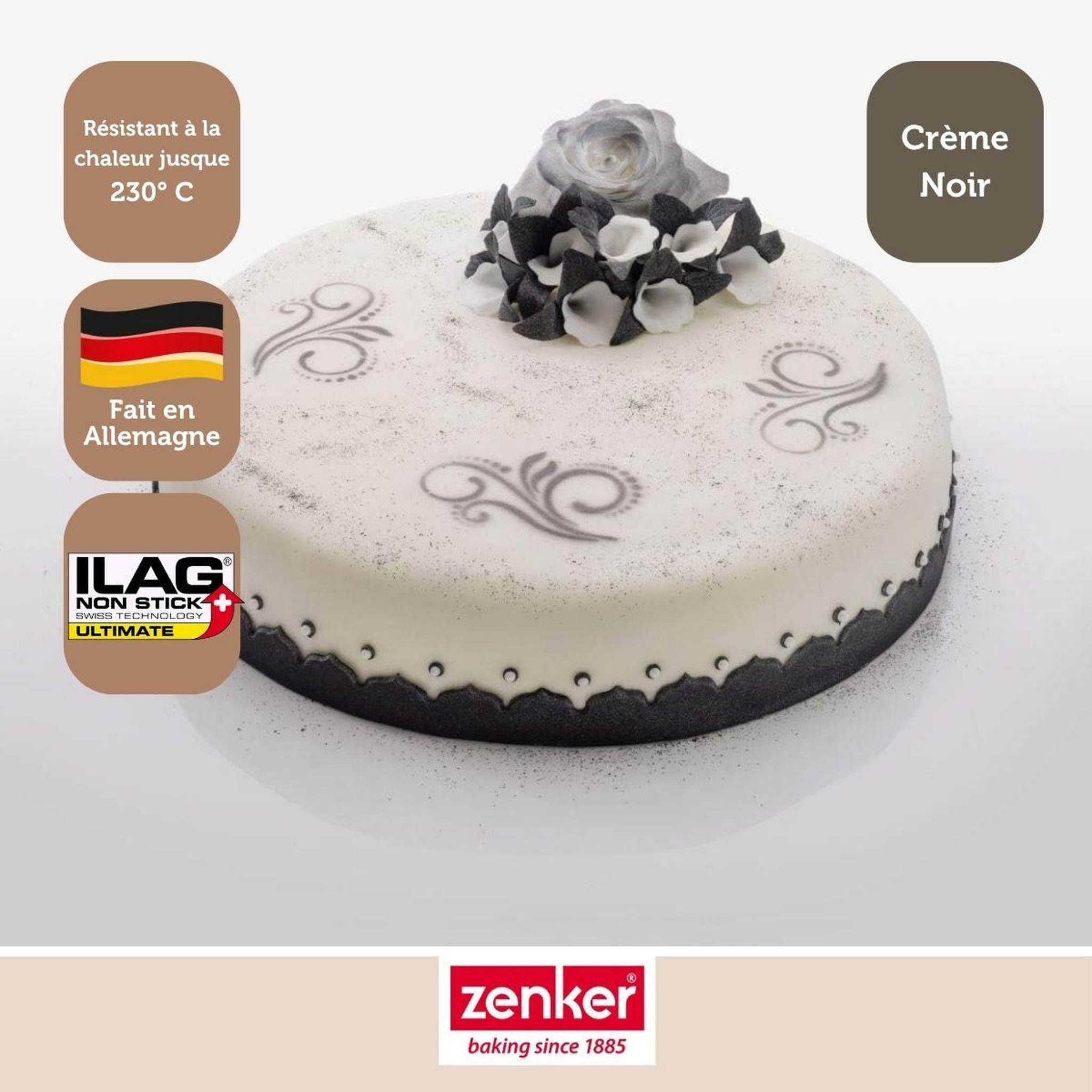 Voir la diapositive 6 : ZENKER Moule à manqué à charnière zenker crème noir 27 cm
