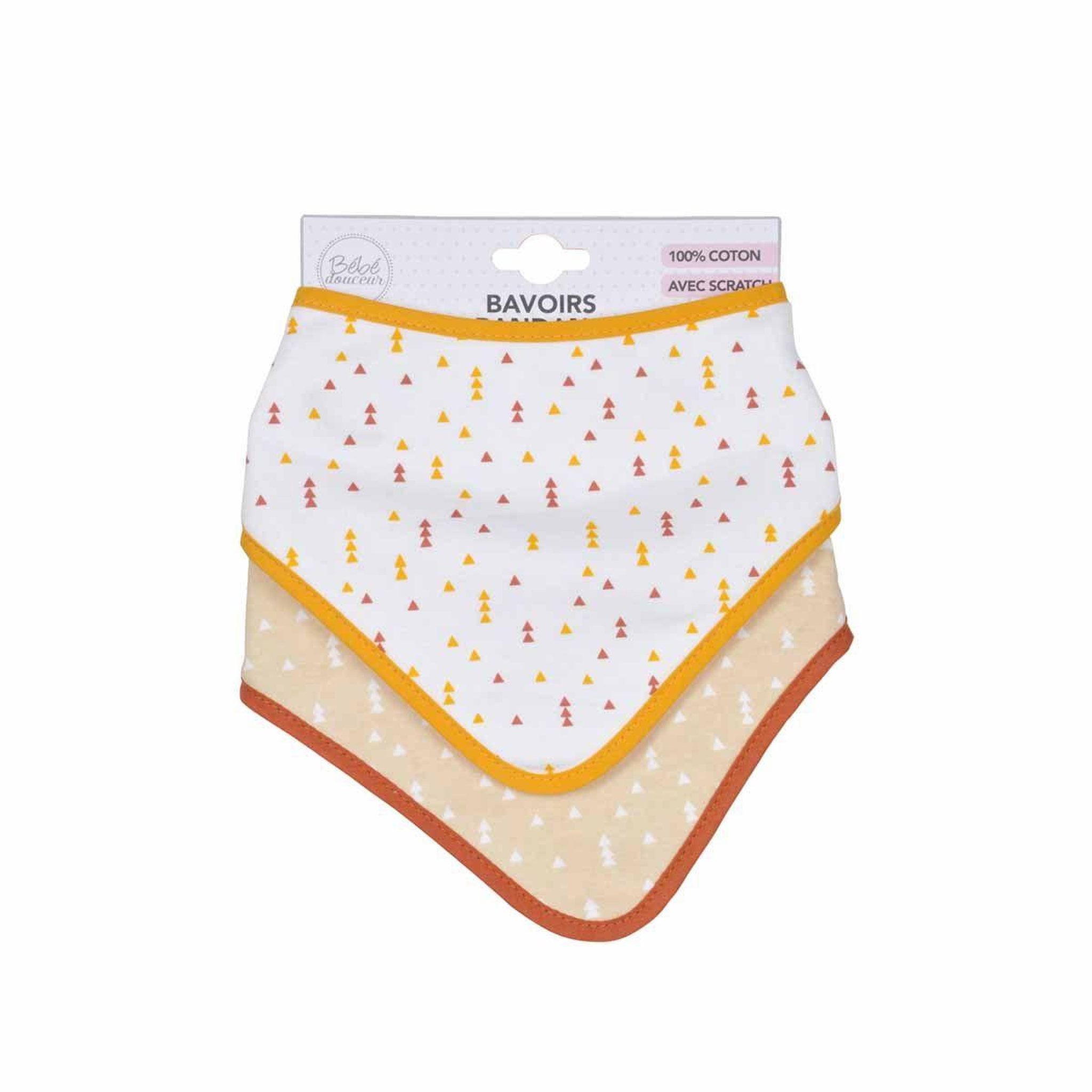Voir la diapositive 2 : HOMEA Lot de 2 bavoirs bandana  forêt  41cm beige