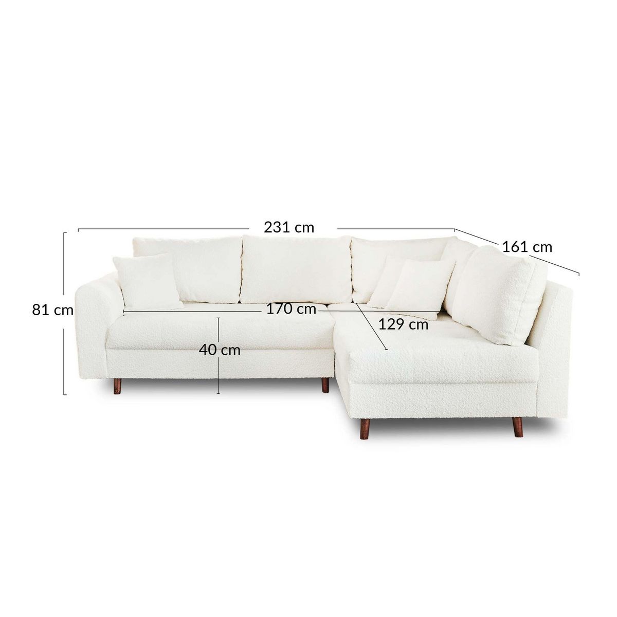 LISA DESIGN Rune - canapé d'angle droit - 4 places - en tissu bouclette