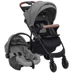 VIDAXL Poussette pour bebe 3-en-1 Gris clair Acier