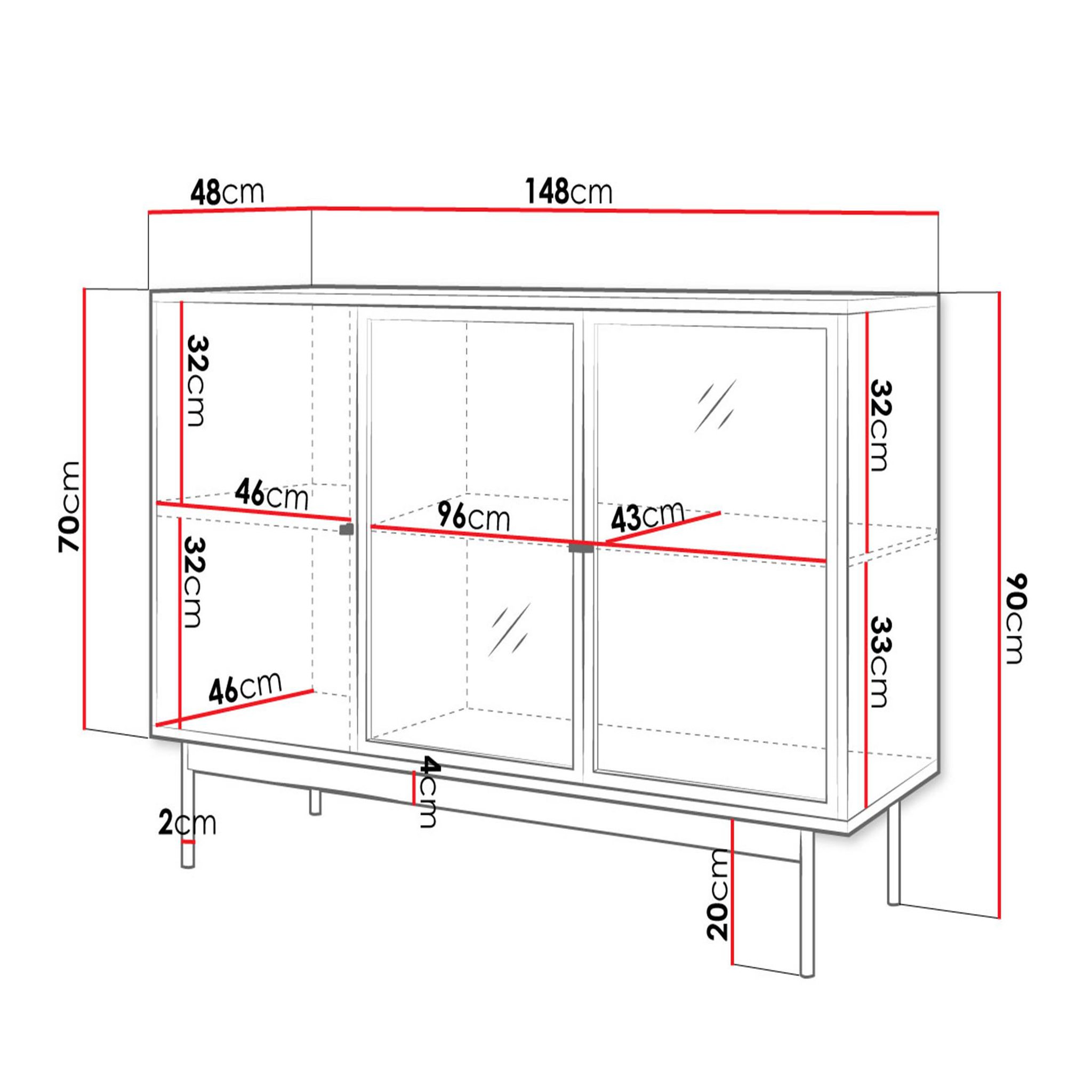 Voir la diapositive 5 : BEST MOBILIER Lamia - buffet bas - effet bois et noir - 3 portes - 148 cm