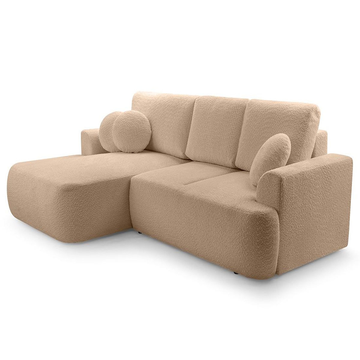 BEST MOBILIER Candela - canapé d'angle gauche 4 places - convertible avec coffre - en tissu bouclette