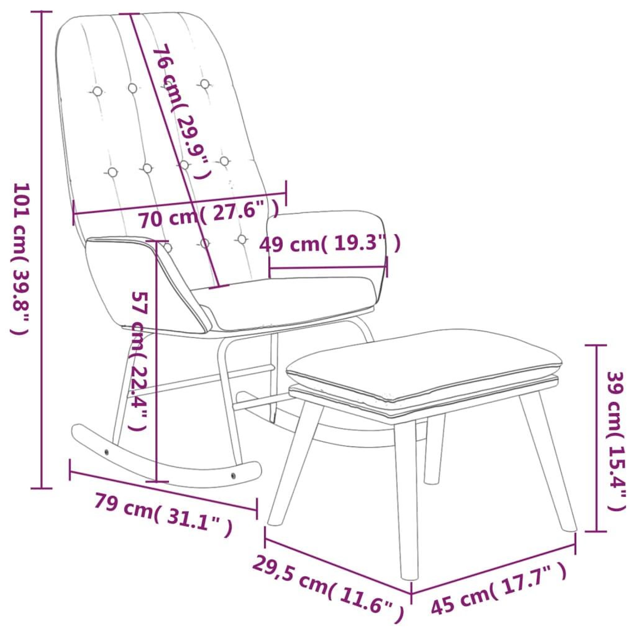 Voir la diapositive 6 : VIDAXL Chaise a bascule avec repose-pied noir tissu