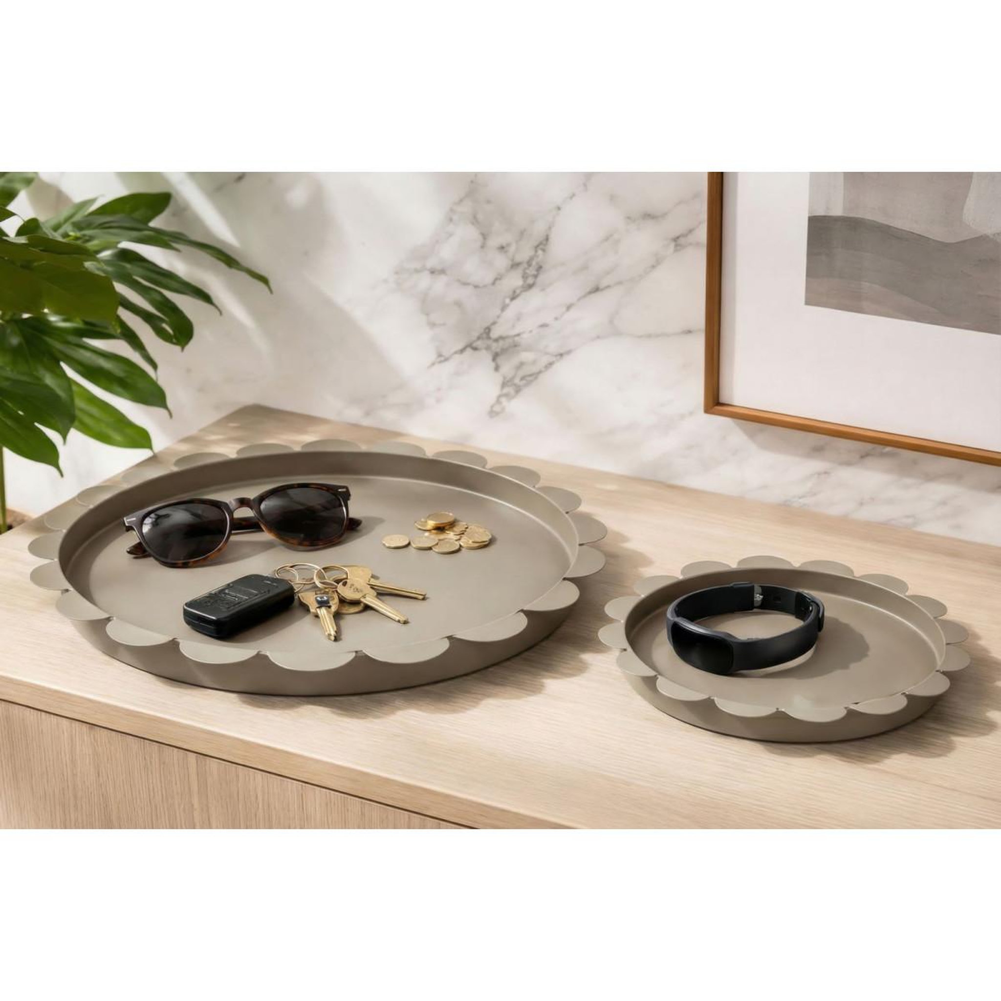 Voir la diapositive 5 : Paris Prix Lot de 2 plateaux déco  saturn  33cm taupe