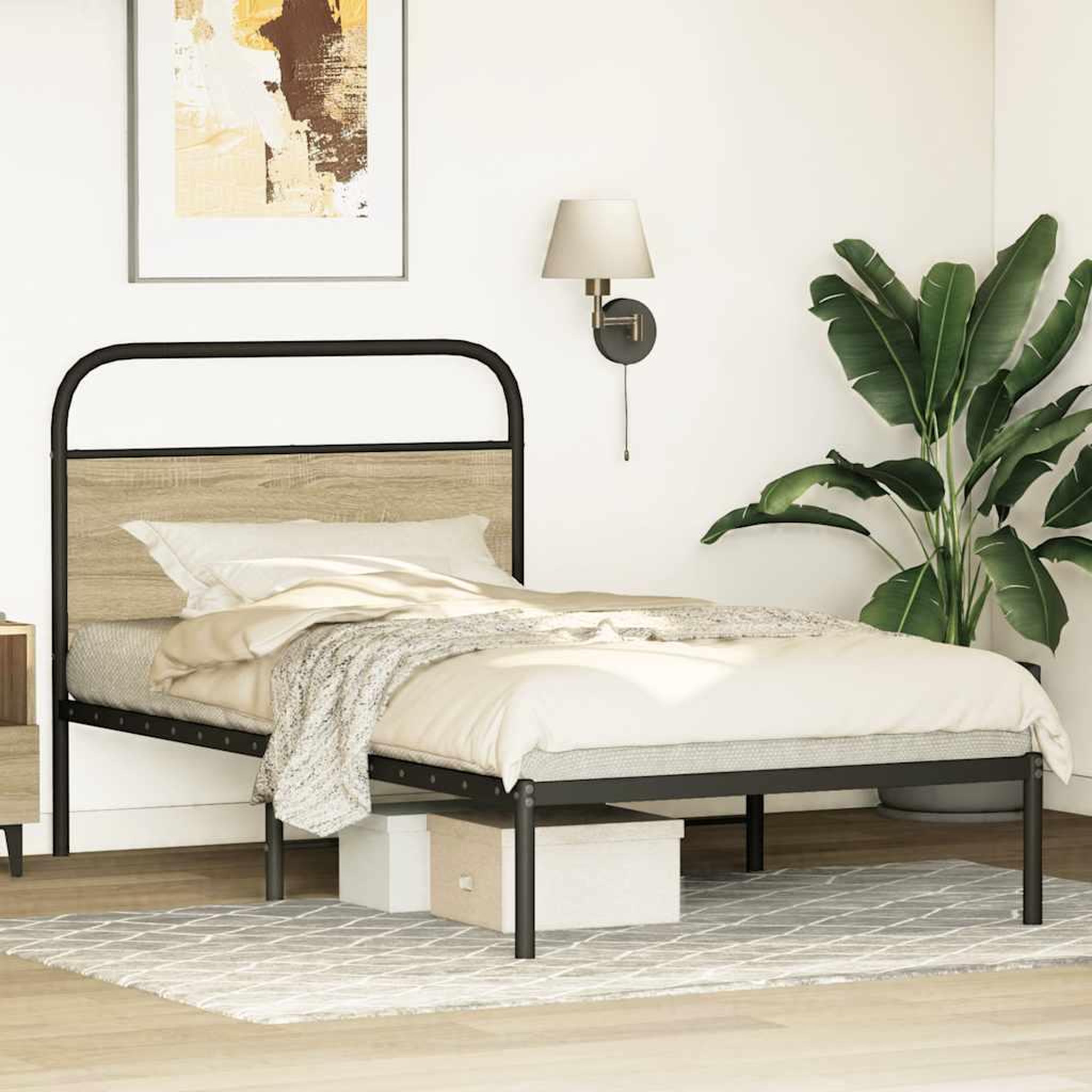 Voir la diapositive 3 : VIDAXL Cadre de lit sans matelas 90x200cm chene sonoma bois ingenierie