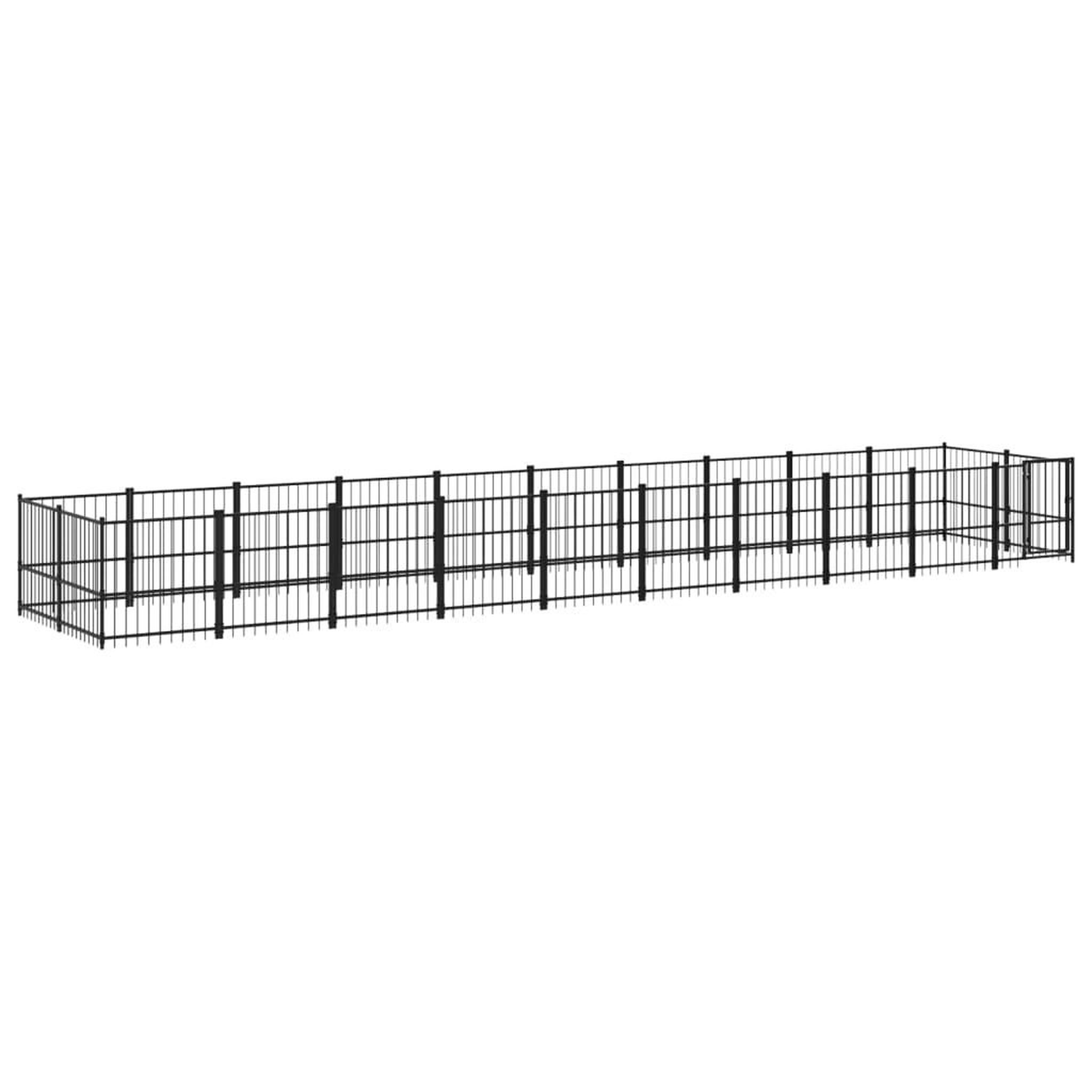 Voir la diapositive 2 : VIDAXL Chenil d'exterieur pour chiens Acier 18,77 m²