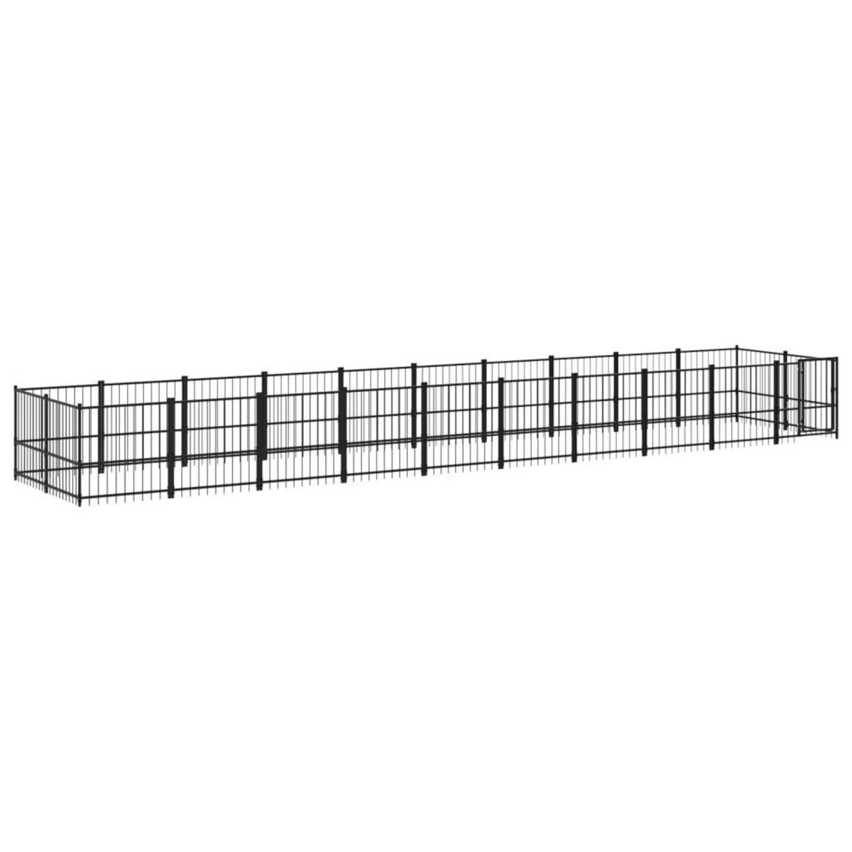 VIDAXL Chenil d'exterieur pour chiens Acier 18,77 m²