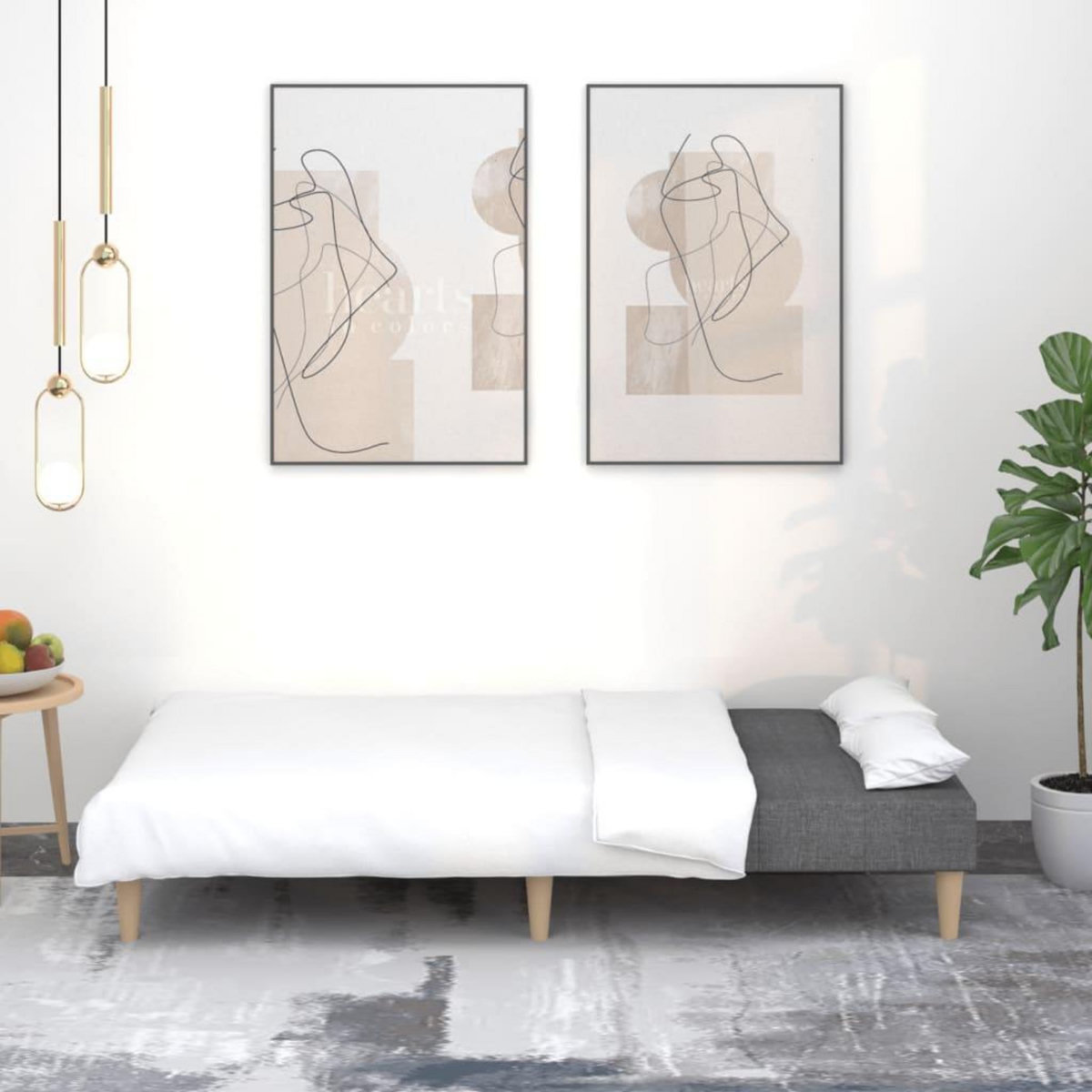 VIDAXL Canape-lit a 2 places gris fonce tissu