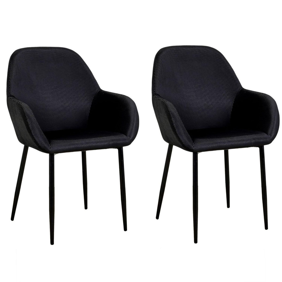 The Home Deco Factory 2 Fauteuils de table design velours Giulia