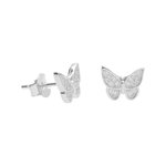 L'ATELIER D'AZUR Boucles d'Oreilles Argent 925/000 Rhodié - Papillon Pavé de Zirconiums