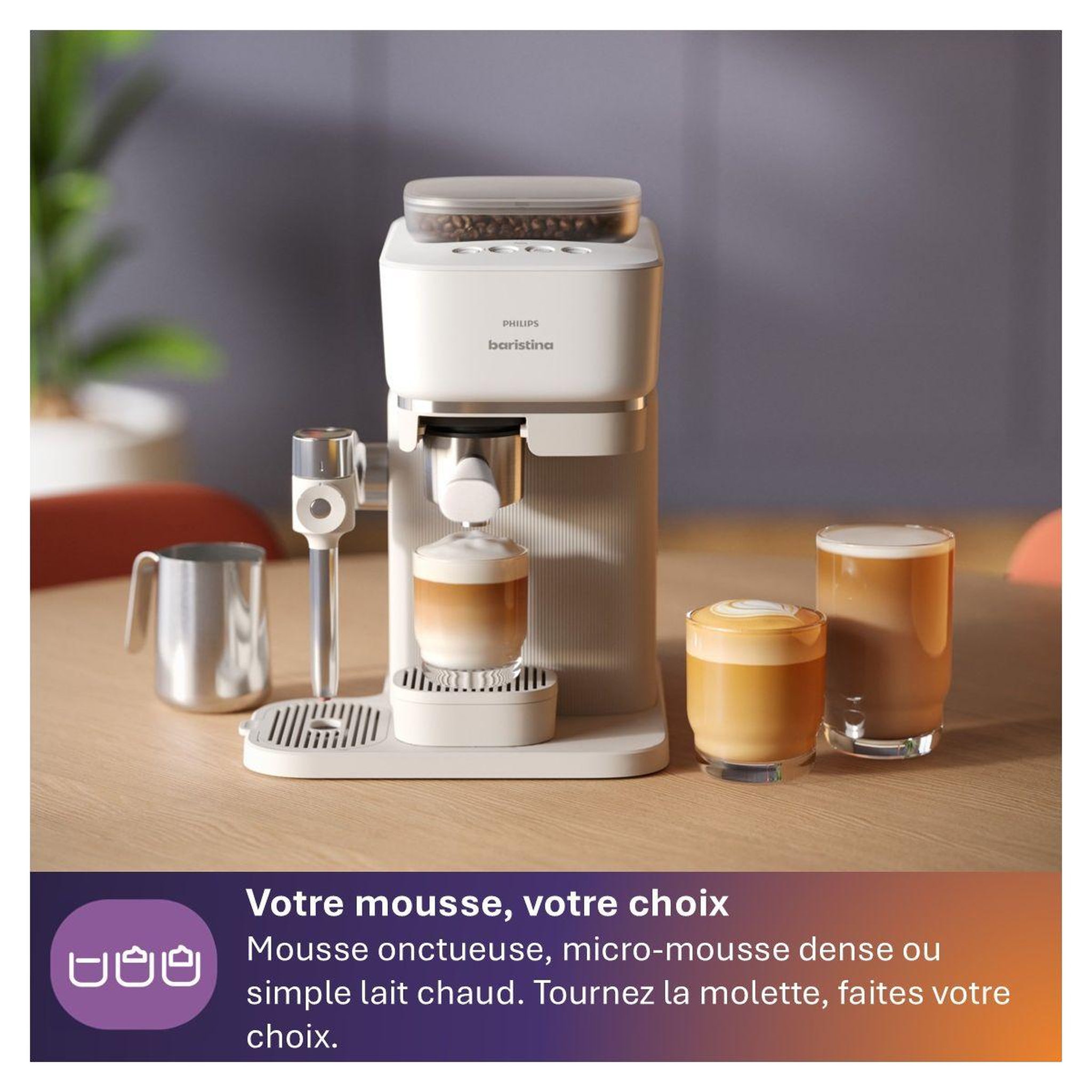 Voir la diapositive 5 : Philips Machine à expresso BAR400/00 cafetière à grain Latte Blanche