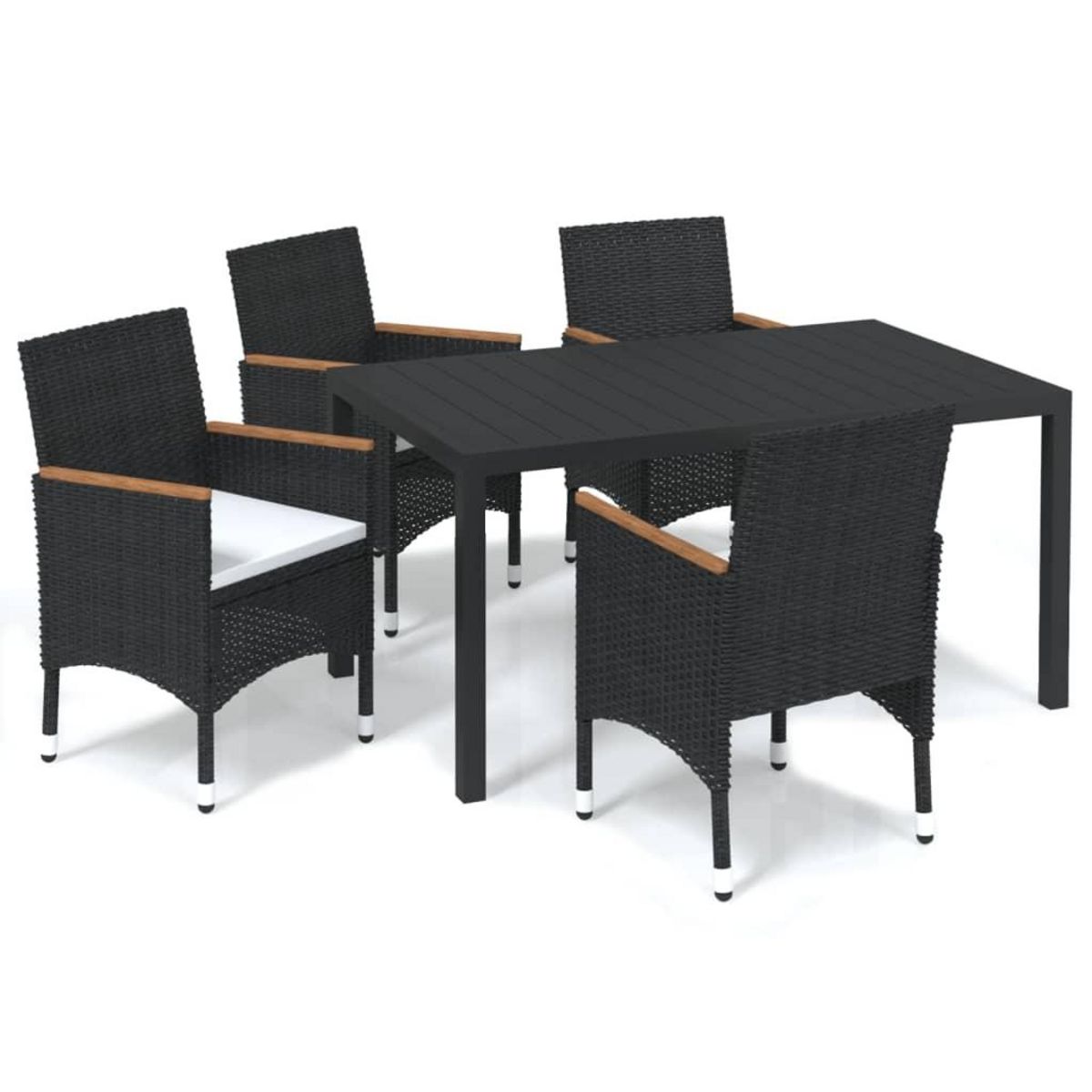 VIDAXL Ensemble a dîner de jardin avec coussins 5 pcs poly rotin noir