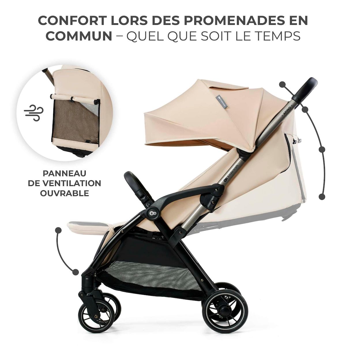 KINDERKRAFT Poussette apino pratique et confortable