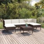 VIDAXL Salon de jardin 7 pcs avec coussins Resine tressee Marron