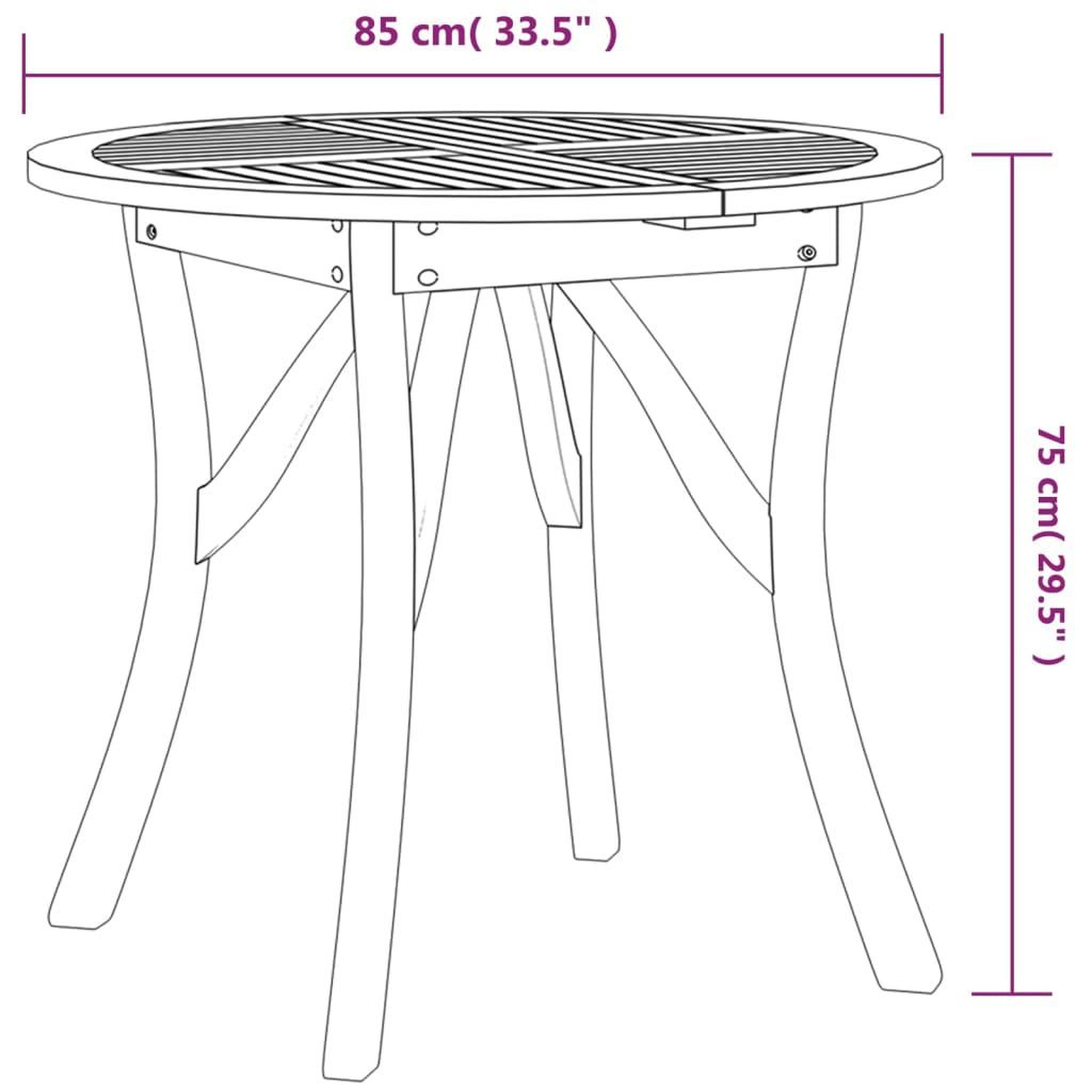 Voir la diapositive 6 : VIDAXL Table de jardin Ø 85 cm Bois d'acacia solide