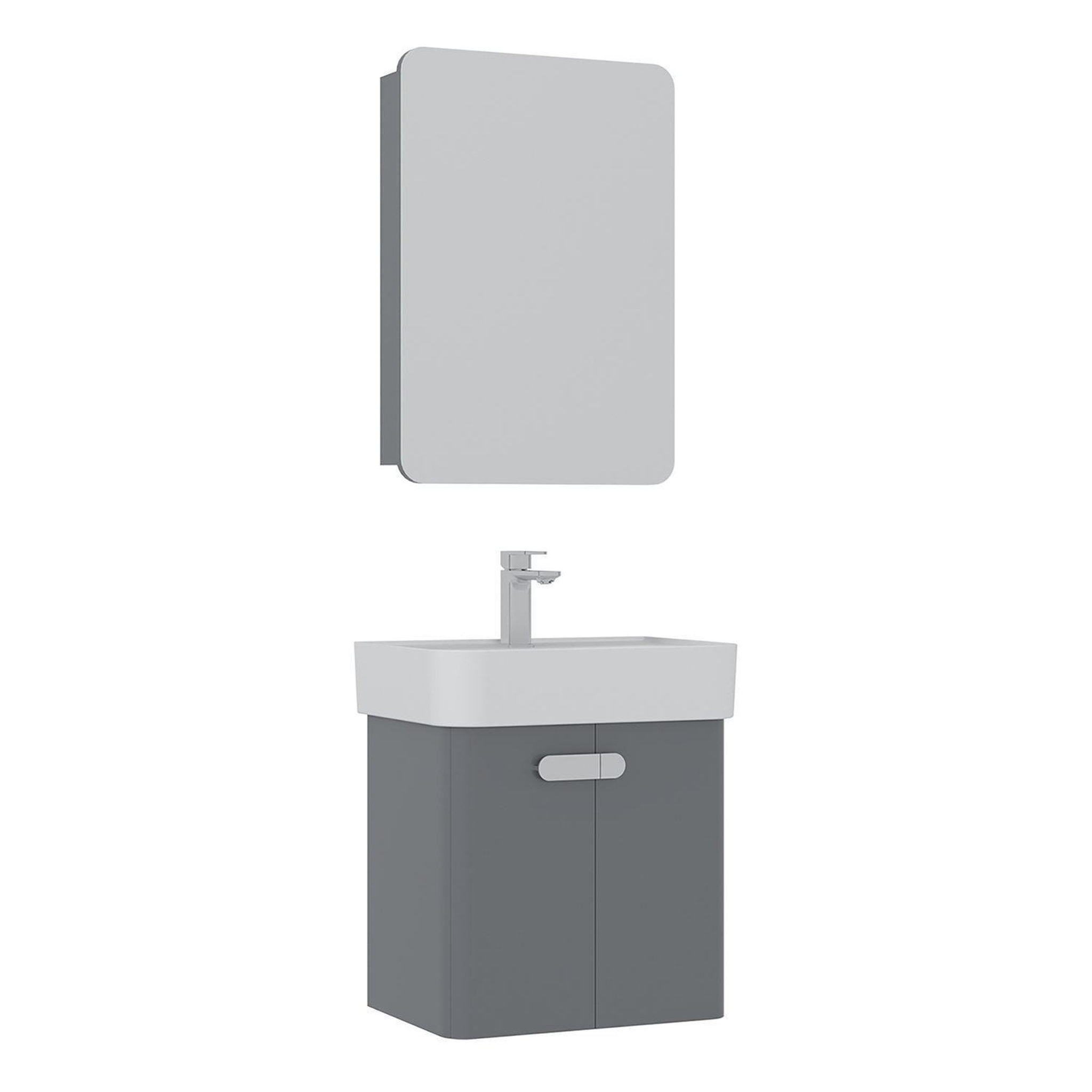 Habitat et Jardin Meuble avec simple vasque et miroir  Orbit 55  - 55 x 38 x 62 cm - Grey