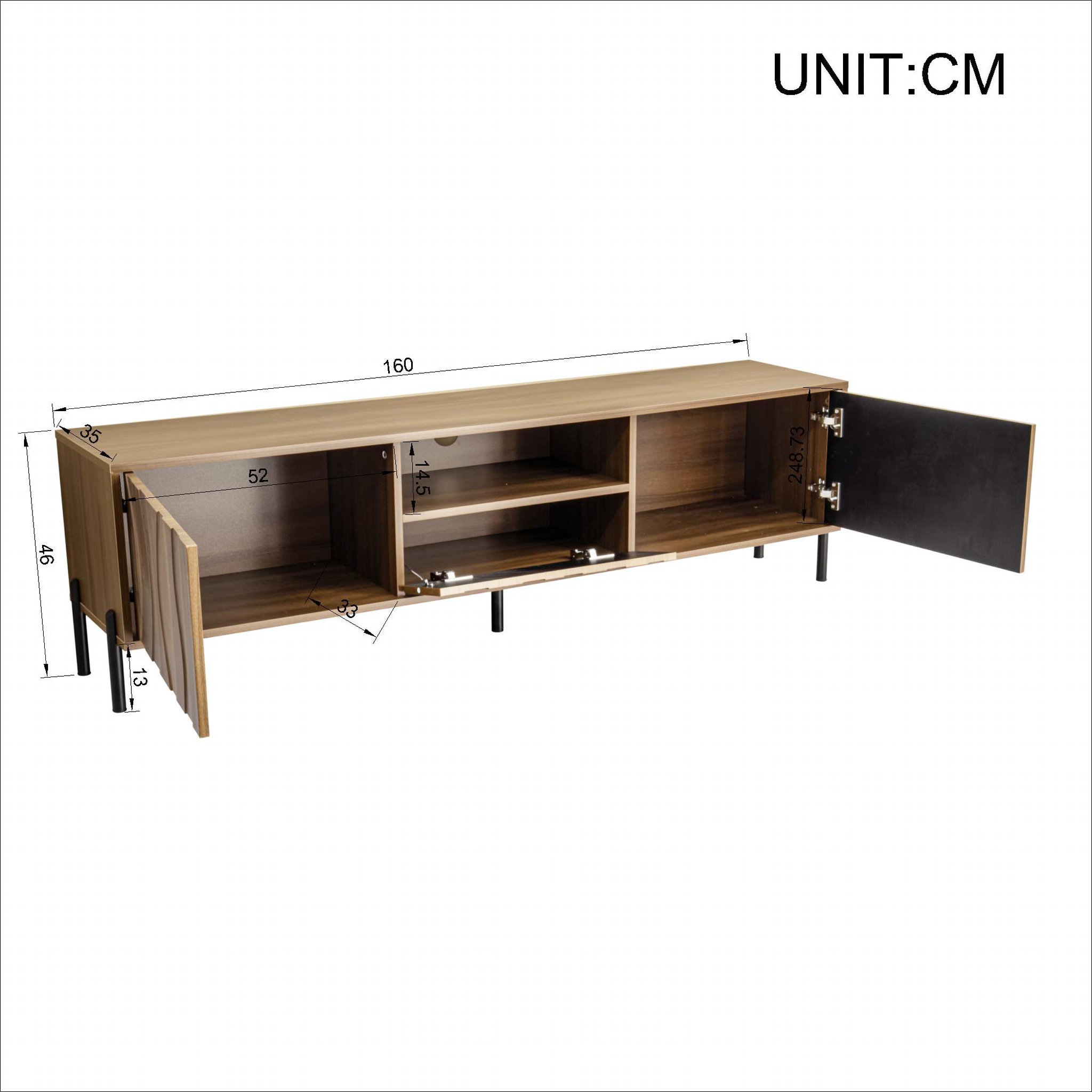 Voir la diapositive 3 : MERAX Meuble tv naturel 160 cm mdf