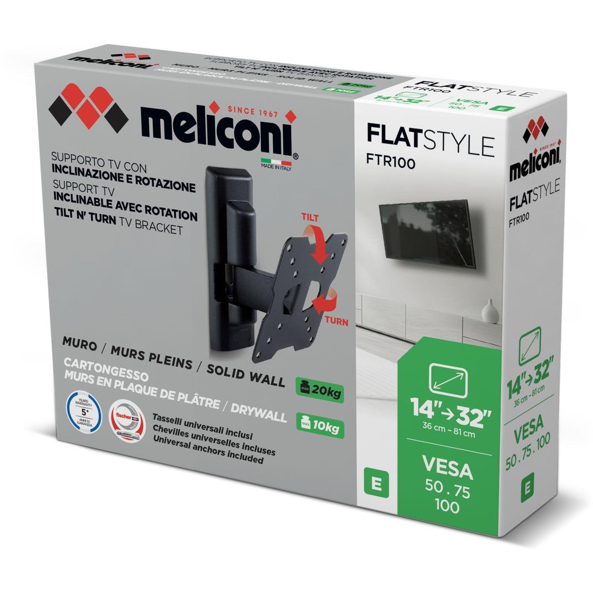Voir la diapositive 4 : Meliconi Support mural TV FTR 100 FLAT