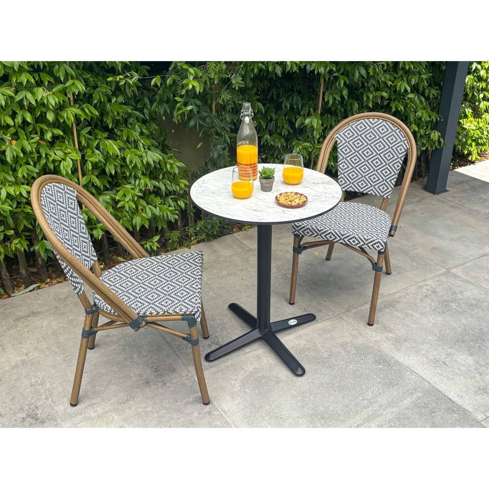 Voir la diapositive 3 : Paris Prix Ensemble table de jardin & 2 chaises  bistro  60cm bleu
