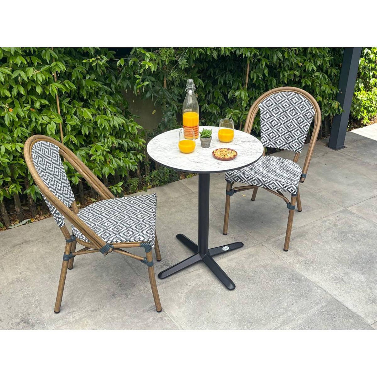 Paris Prix Ensemble Table de Jardin & 2 Chaises  Bistro  60cm Bleu