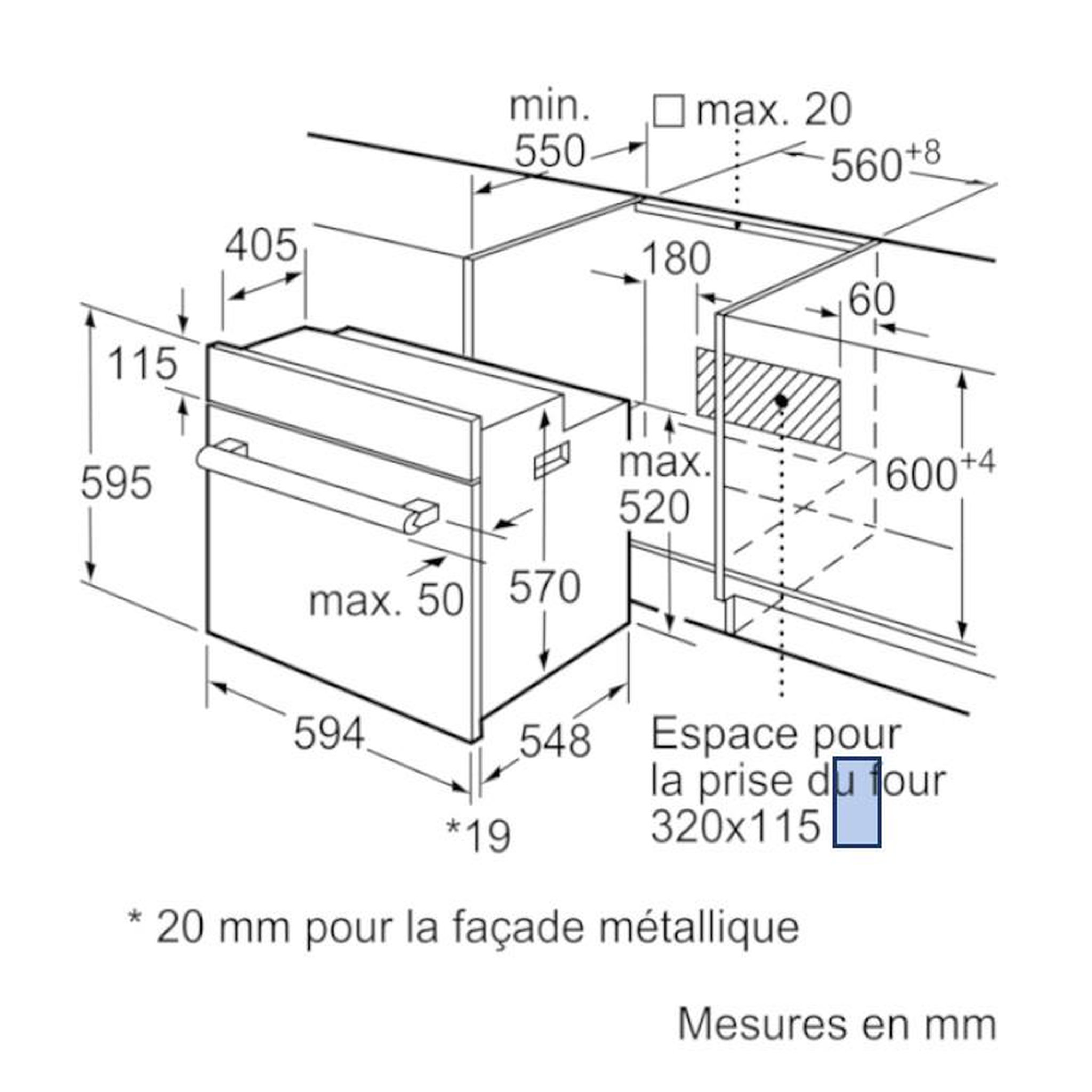 Voir la diapositive 2 : BOSCH Four intégrable 66l 60cm a ecoclean noir - hbf133ba0