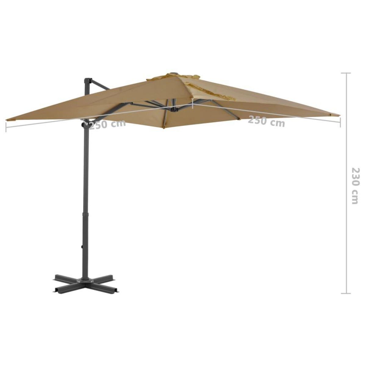 VIDAXL Parasol de jardin en porte-a-faux et poteau en aluminium taupe