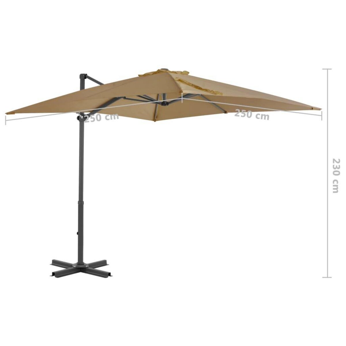 VIDAXL Parasol de jardin en porte-a-faux et poteau en aluminium taupe