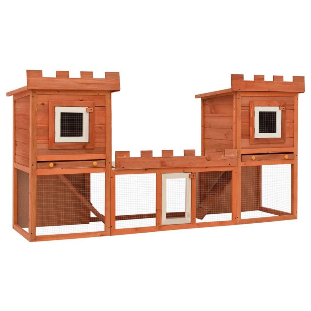 VIDAXL Clapier large d'exterieur avec maison double