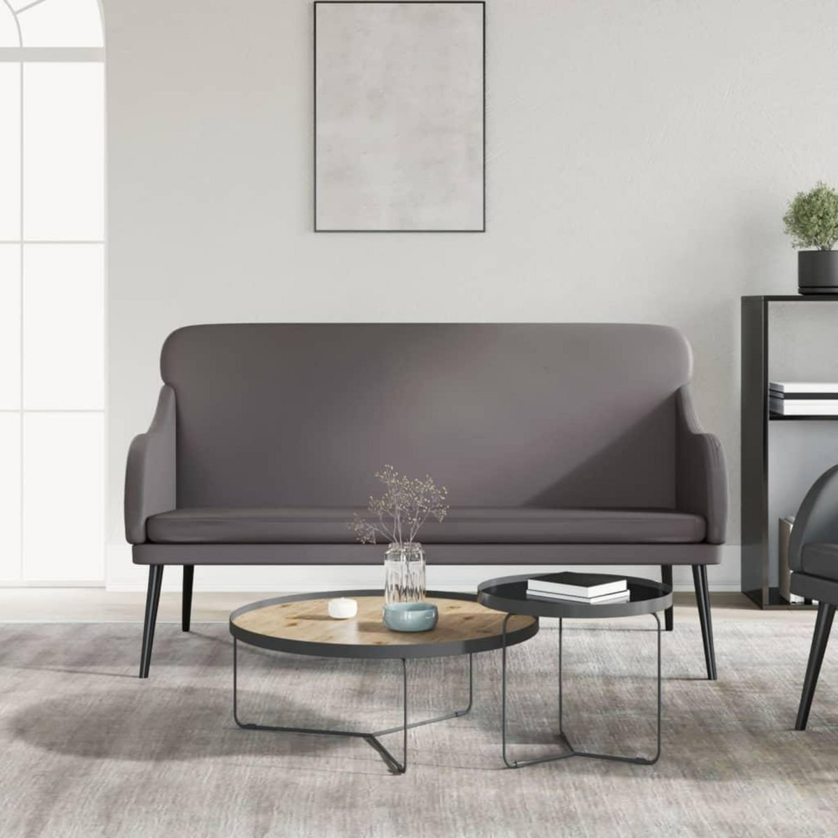 VIDAXL Banc Gris 110x76x80 cm Similicuir