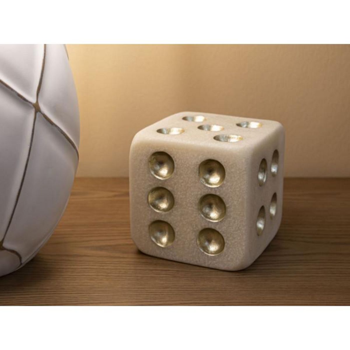 Paris Prix Dé Déco en Résine  Quarzy  12cm Blanc & Or