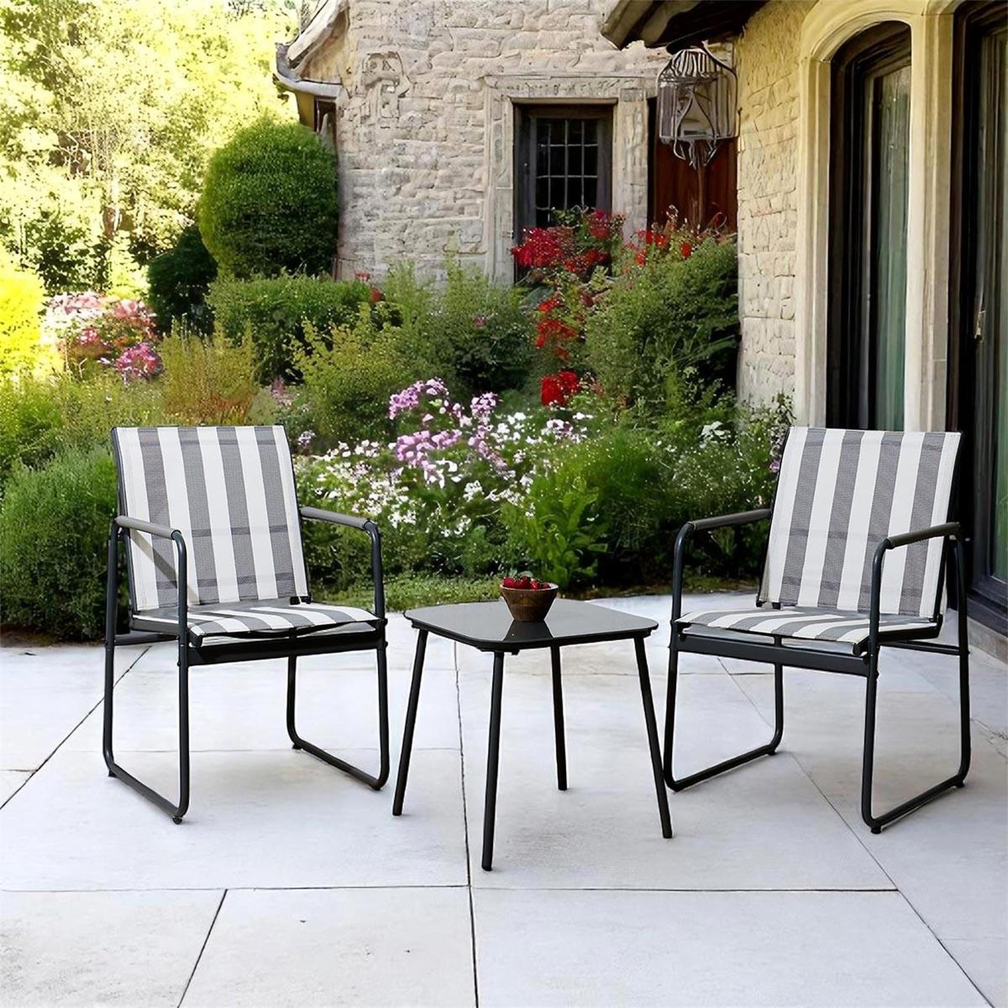 Voir la diapositive 4 : The Home Deco Factory Salon de jardin 3 pièces  namur  82cm gris