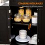 Voir la diapositive 6 : HOMCOM Desserte de cuisine multi rangement tiroir 3 portes avec étagère porte-torchons MDF noir hévéa