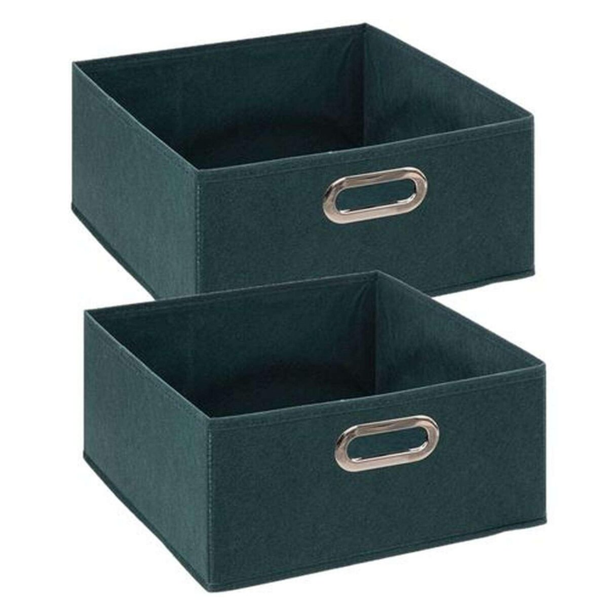 FIVE Lot de 2 boites de rangement en tissu - 31x31x15cm - Bleu Pétrol