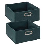 FIVE Lot de 2 boites de rangement en tissu - 31x31x15cm - Bleu Pétrol