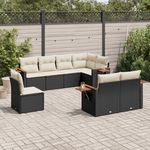 VIDAXL Salon de jardin 8 pcs avec coussins noir resine tressee