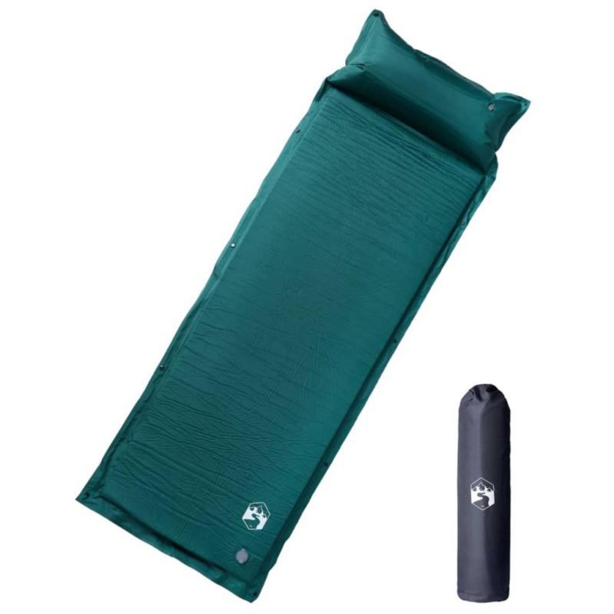 VIDAXL Matelas de camping autogonflant avec oreiller 1 personne vert