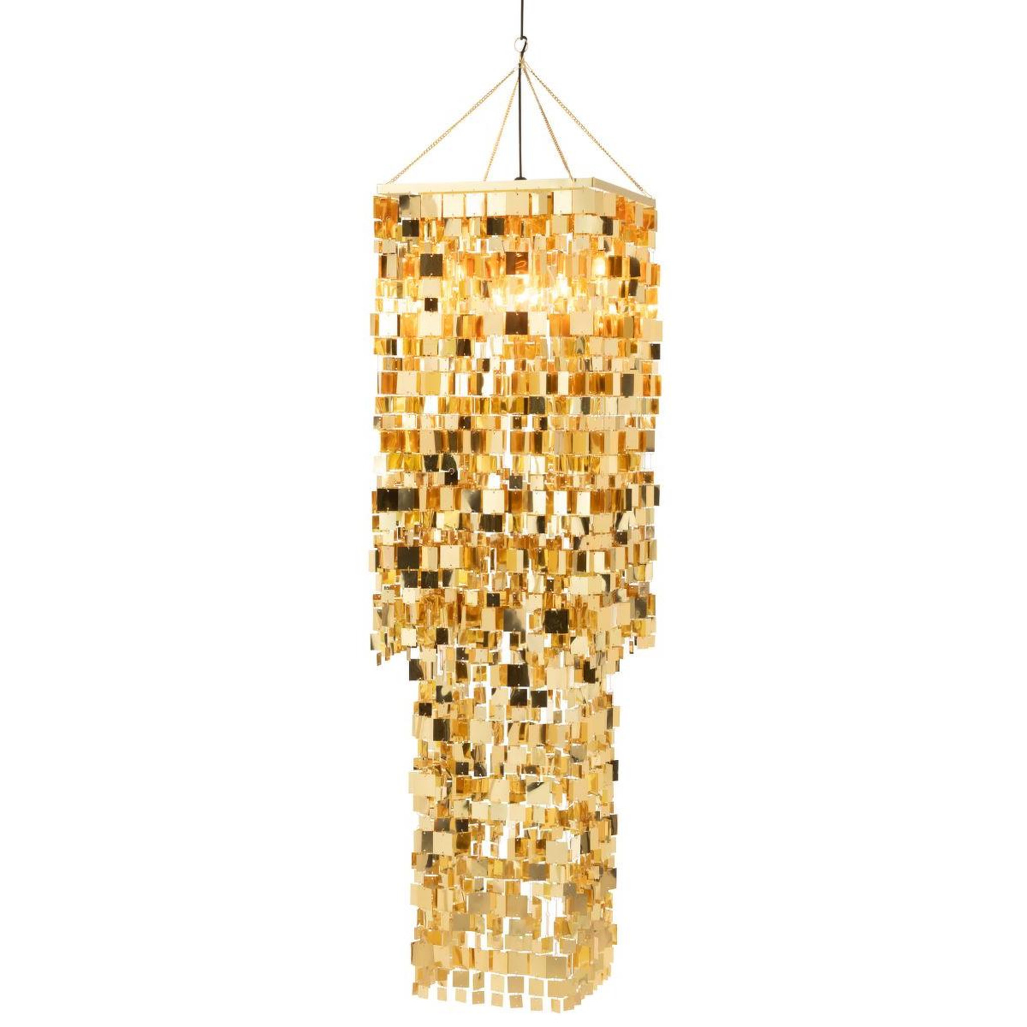 Voir la diapositive 4 : J-LINE Abat-jour suspension design  disco  180cm doré