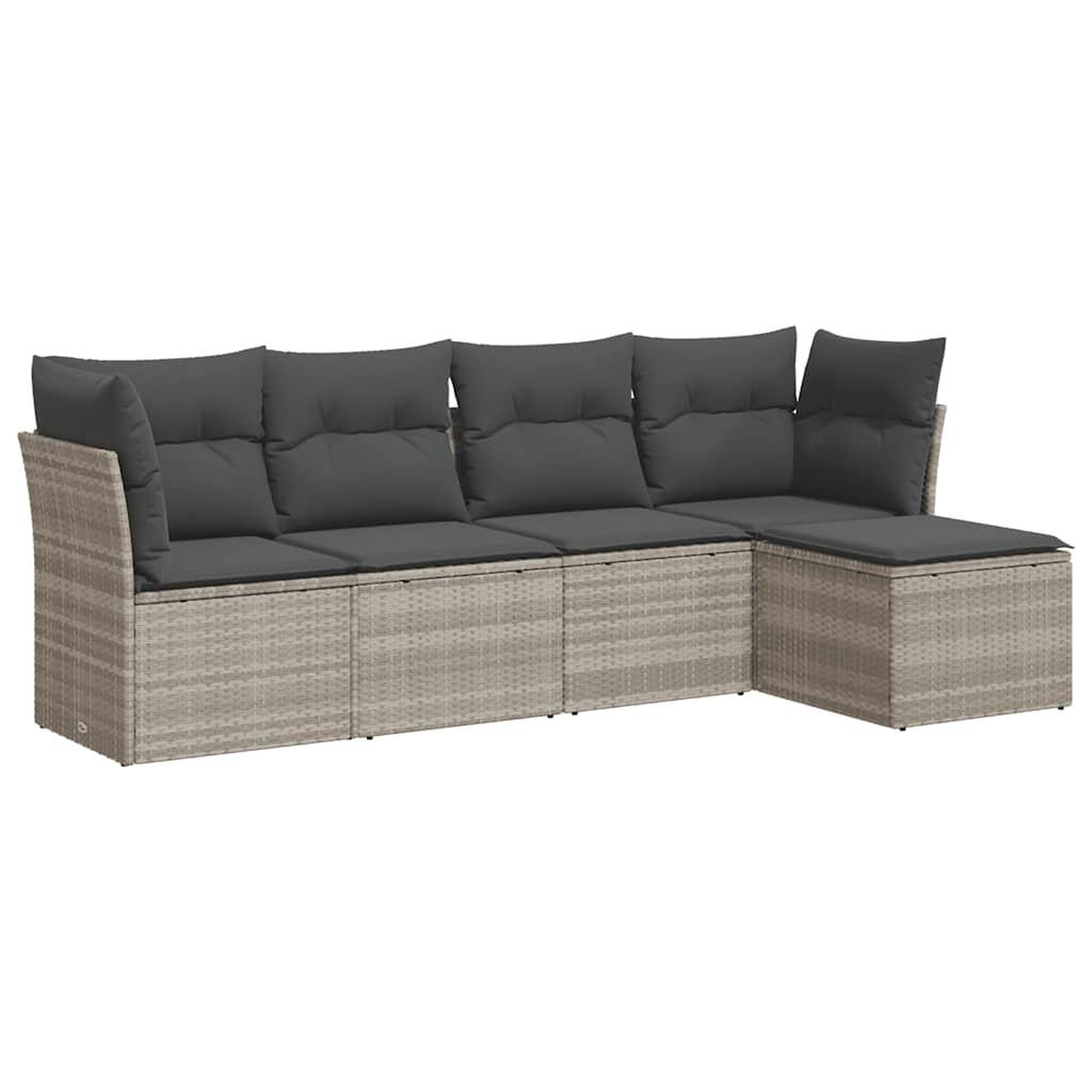 Voir la diapositive 2 : VIDAXL Salon de jardin 5 pcs avec coussins gris clair resine tressee