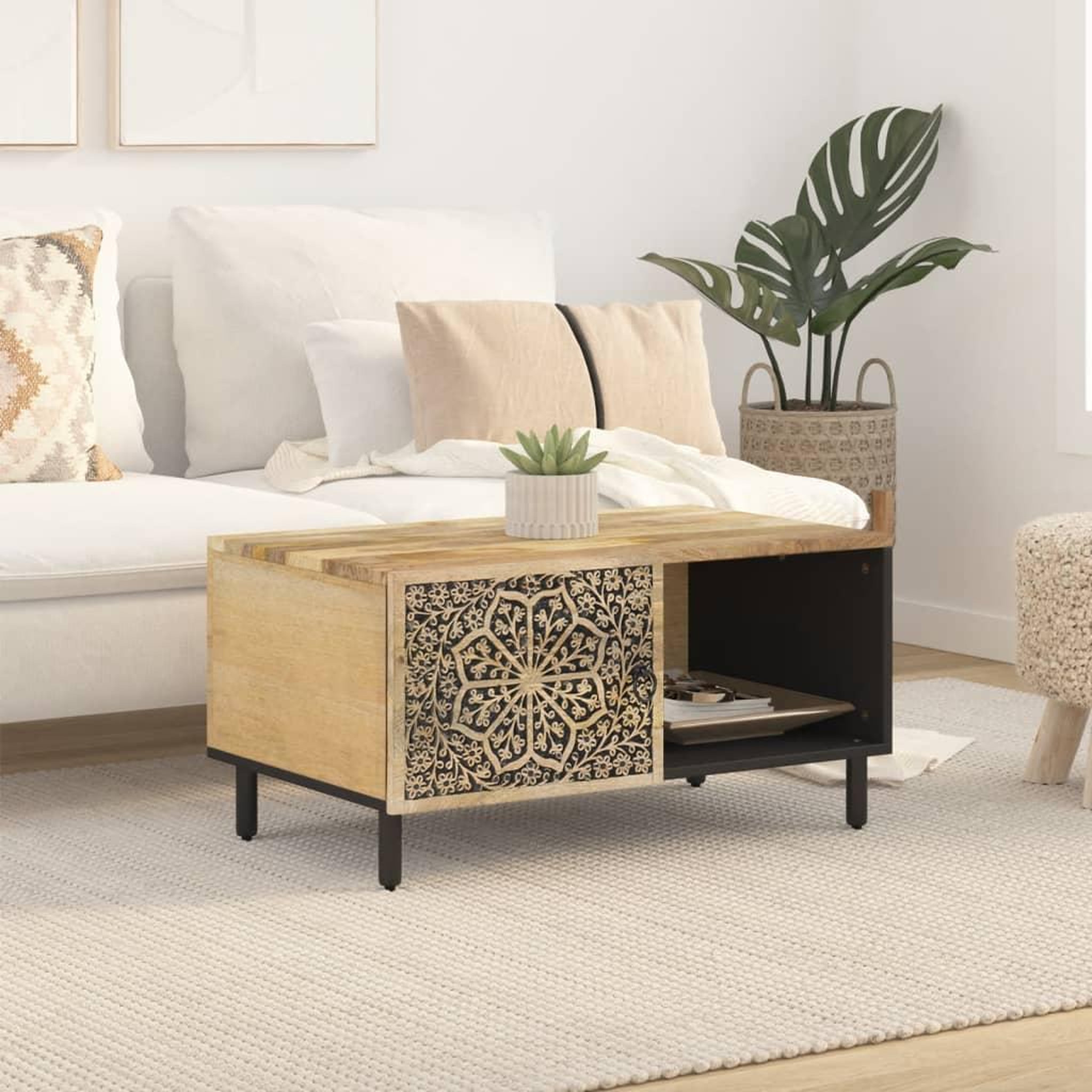 Voir la diapositive 3 : VIDAXL Table basse 80x50x40 cm bois de manguier massif