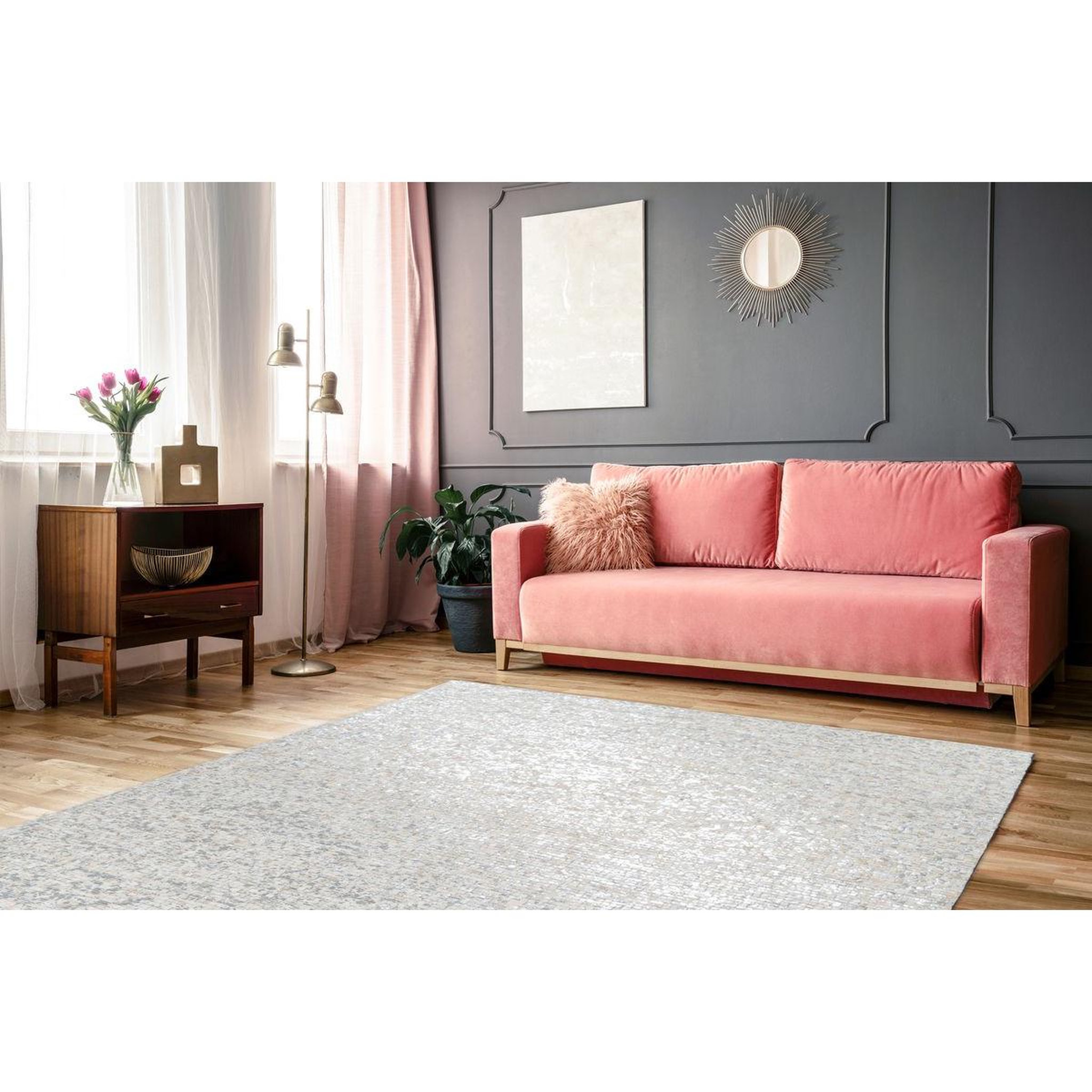 Voir la diapositive 2 : Paris Prix Tapis en Cuir Fait Main  Finish  Blanc & Argent
