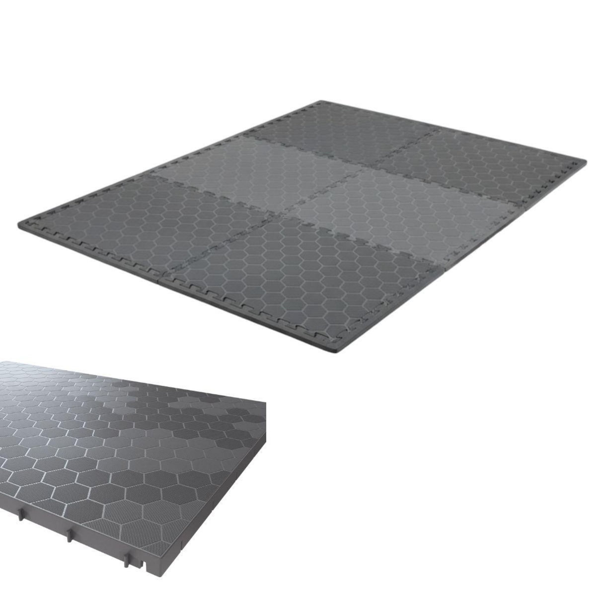 INTEC Lot de 6 Dalles de sol Clipsables Grises 116x76x3 cm Rectangulaire Polypropylène Revêtement de Sol Modulable 4.61m2 INTEC