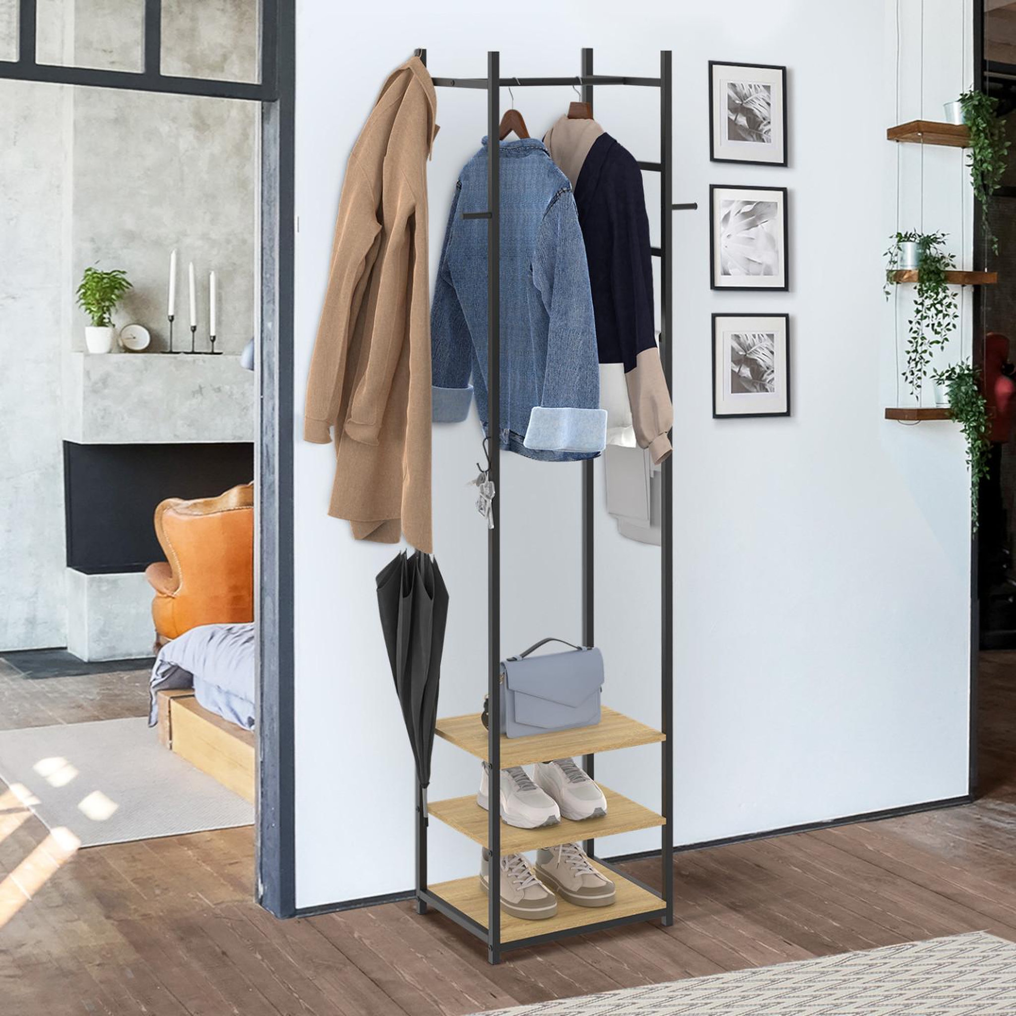 Voir la diapositive 2 : ID MARKET Vestiaire penderie d'entrée rico porte-manteau
