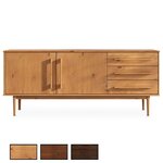 IDIMEX Buffet TECCA L 170 cm 2 portes 3 tiroirs en bois massif. Coloris disponibles : Marron