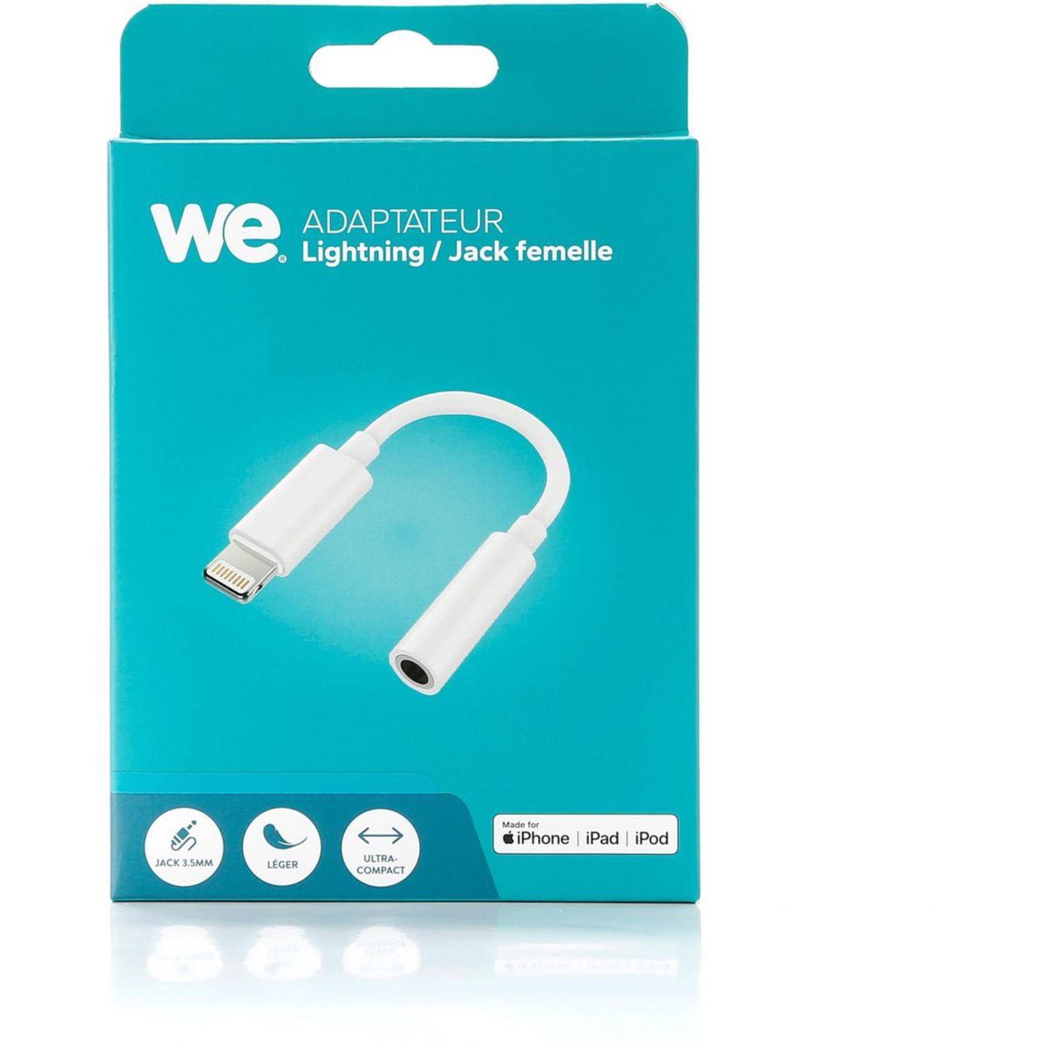 Voir la diapositive 3 : We Adaptateur jack lightning male vers jack 3.5 femelle