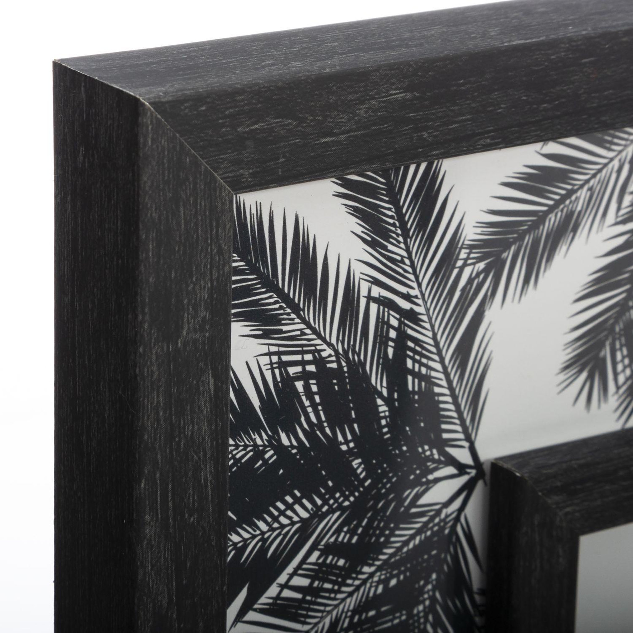 Voir la diapositive 2 : ATMOSPHERA Pêle-mêle 6 photos en relief imprimé palmier noir et blanc- 46 x 62 cm
