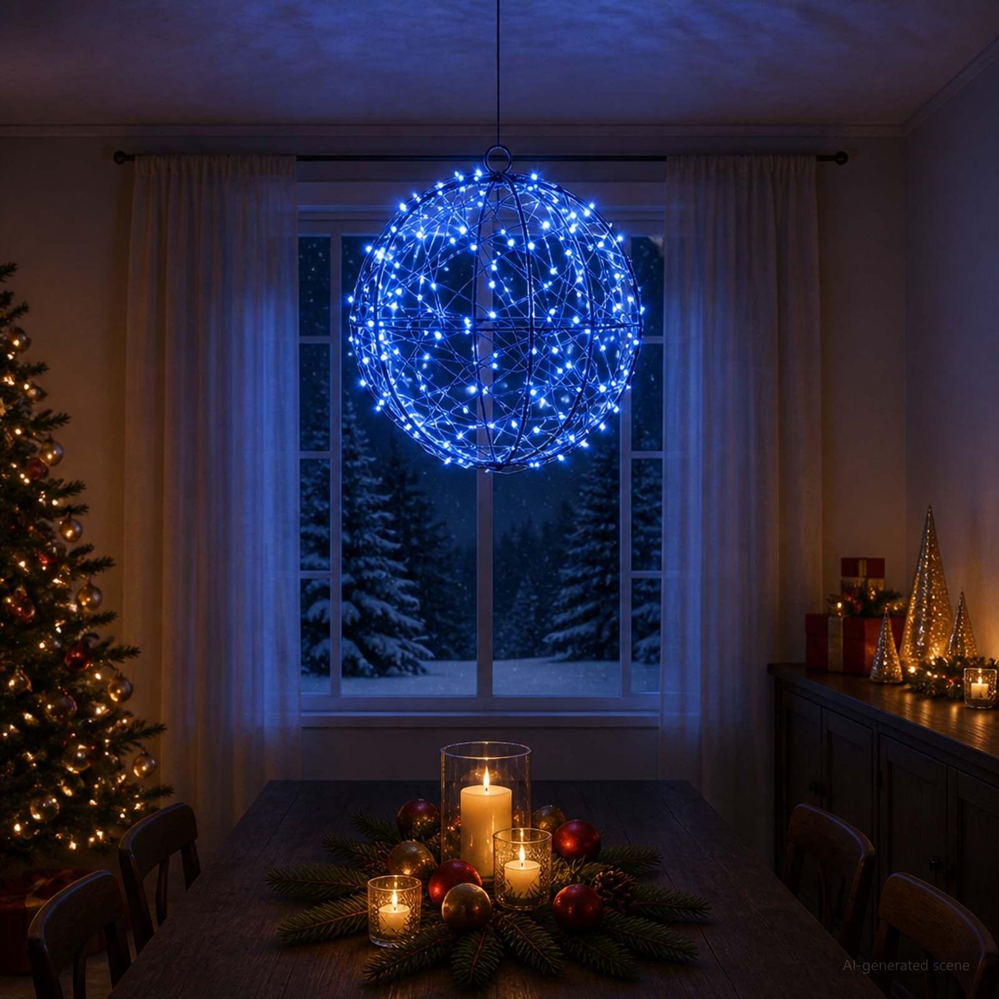 Voir la diapositive 2 : VIDAXL Lumiere de finial de Noël 200 LED Bleu Ø 20 x 22 cm