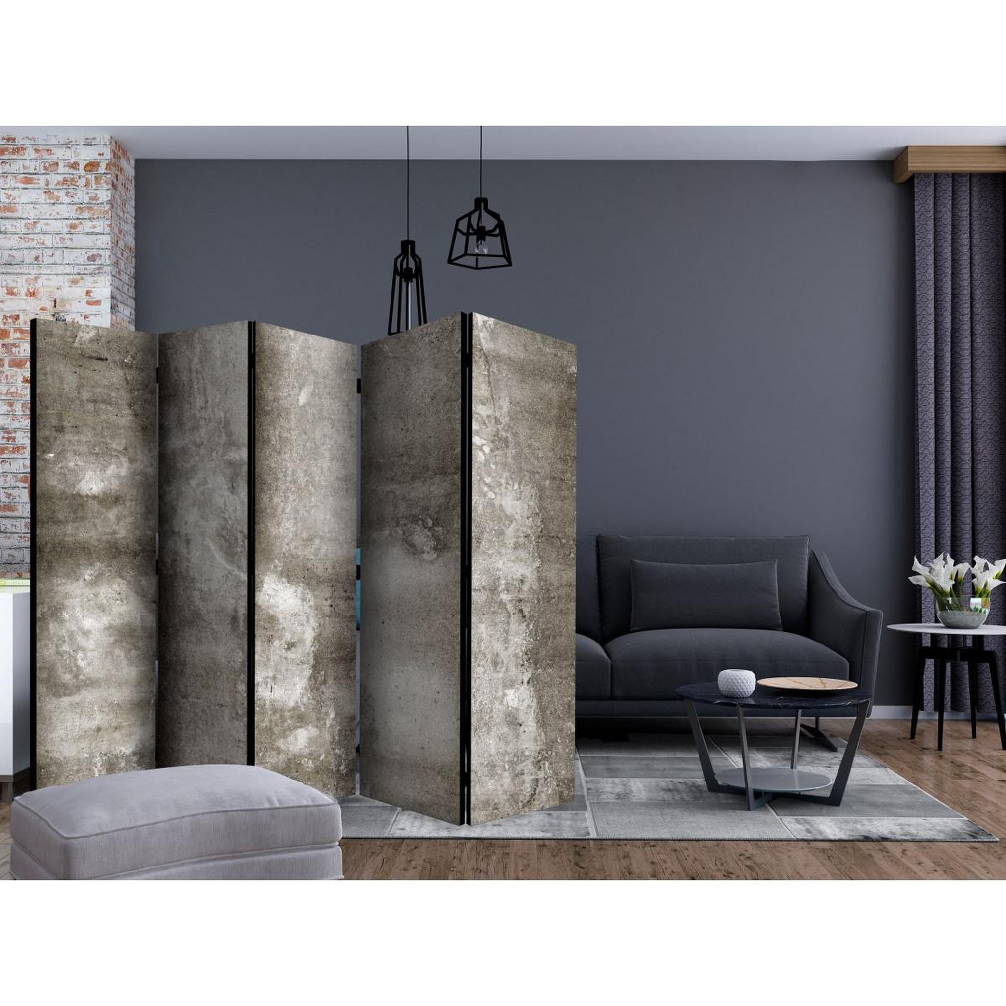 Voir la diapositive 2 : Paris Prix Paravent 5 volets  cold concrete  172x225cm