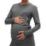 MAMALICIOUS T Shirt de Grossesse Manches  ongues  Femme Mamalicious Gio. Coloris disponibles : Gris
