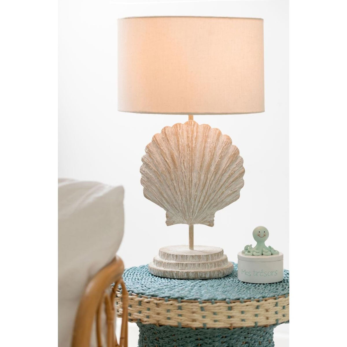Paris Prix Lampe à Poser Coquillage  Costa  47cm Blanc